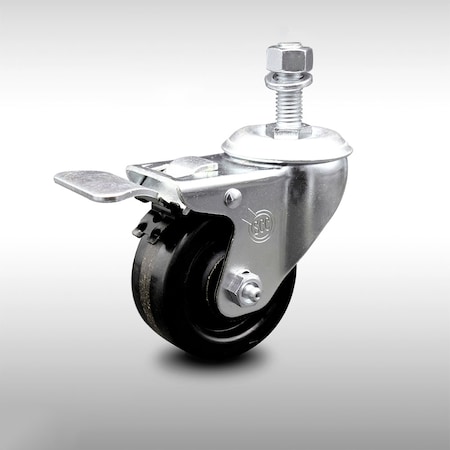 Service Caster 3 Inch SS Phenolic 1/2 Inch Threaded Stem Caster with Total Lock Brake SCC SCC-SSTSTTL20S314-PHS-121315